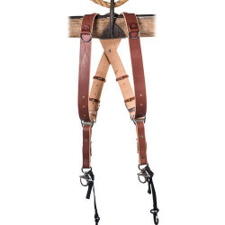 HoldFast Gear Money Maker Two-Camera Harness with Silver Hardware (English Bridle, Chestnut, Medium)