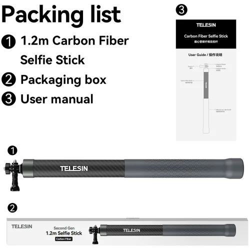 Telesin Carbon Fiber Selfie Stick For Action Cameras